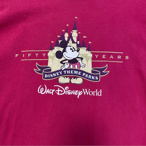 Walt Disney World TShirt Red Large Celebrating 50 years Graphic of Mickey Castle - Picture 4 of 6